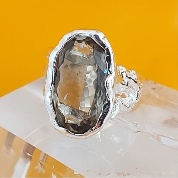 16 ct Natural Green‎ Amethyst 925 Sterling Silver Size 7 - Picture 5 of 10